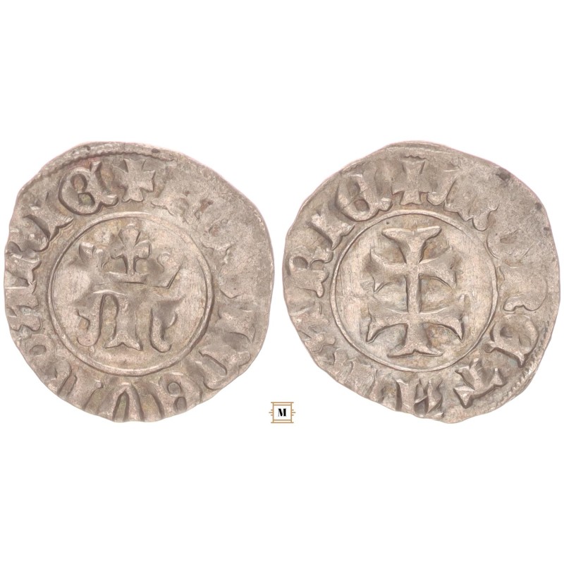 Mária 1382-1387/1395 Denár ÉH-/442/  Belső vonalkörrel VJN. RR!