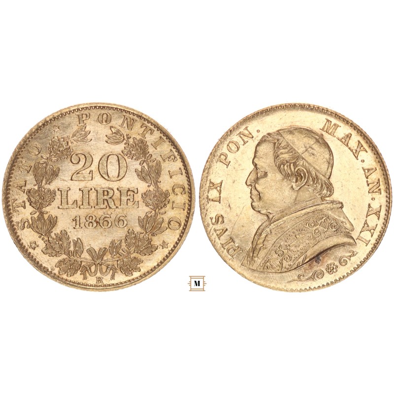 Pápai Állam 20 lira 1866 R