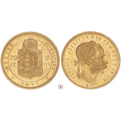 Ferenc József 20 frank 8 forint 1871 KB