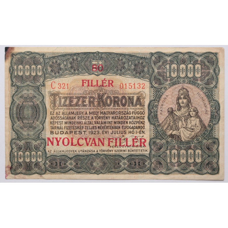 10000 korona 80 fillér 1923