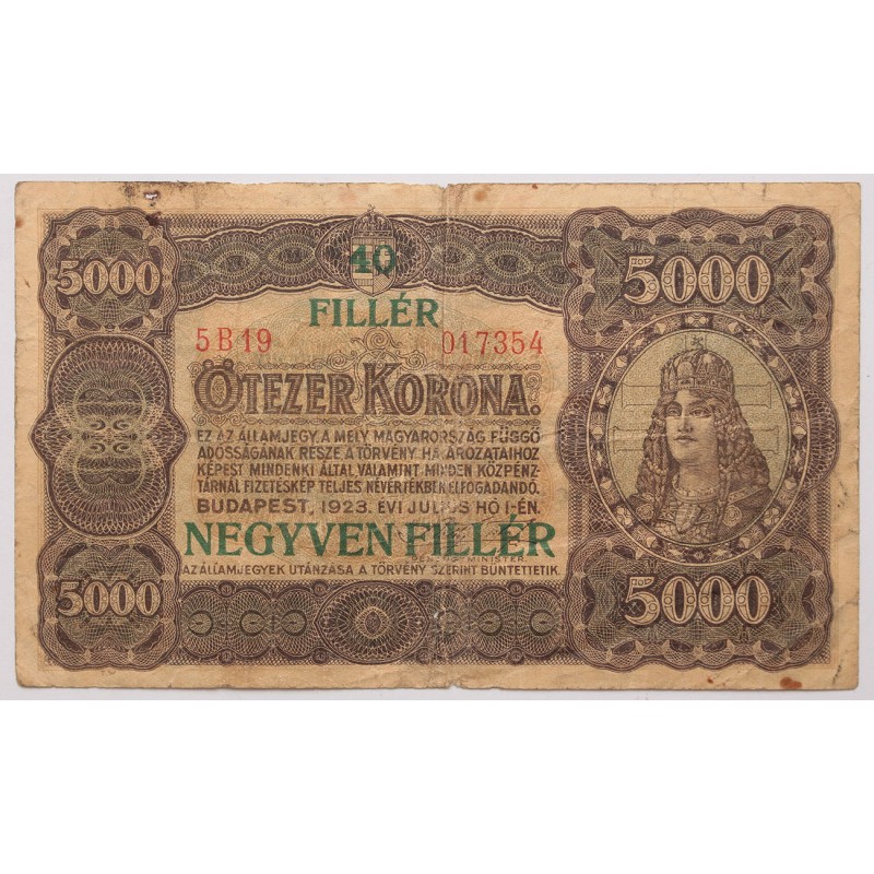 5000 korona 40 fillér 1923