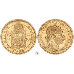 Ferenc József 10 frank 4 forint 1880 KB