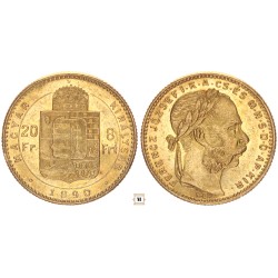 Ferenc József 20 frank 8 forint 1890 KB