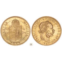 Ferenc József 10 frank 4 forint 1886 KB