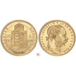 Ferenc József 20 frank 8 forint 1884 KB