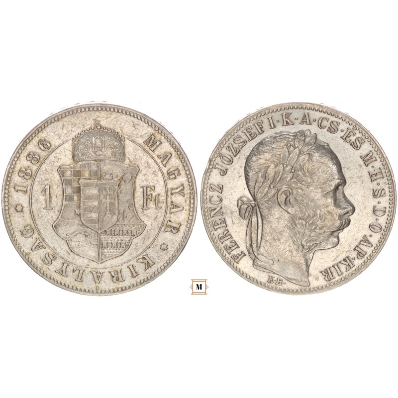 Ferenc József 1 forint 1886 KB