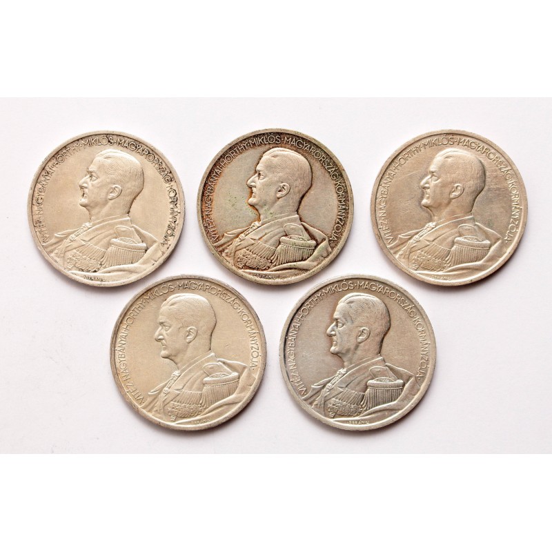 5 pengő Horthy 1939 BP 5db-os lot