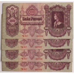 100 pengő 1930 csillagos 4db. sorszámkövető