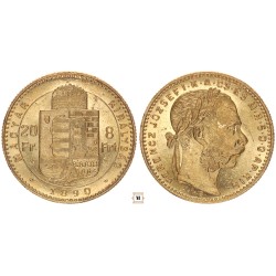 Ferenc József 20 frank 8 forint 1890 KB Fiume