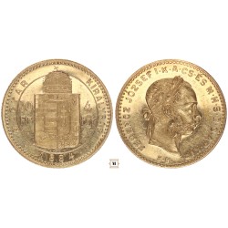 Ferenc József 10 frank 4 forint 1884 KB