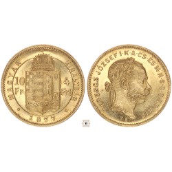 Ferenc József 10 frank 4 forint 1877 KB