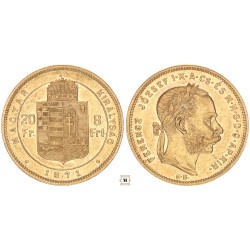 Ferenc József 20 frank 8 forint 1871 KB