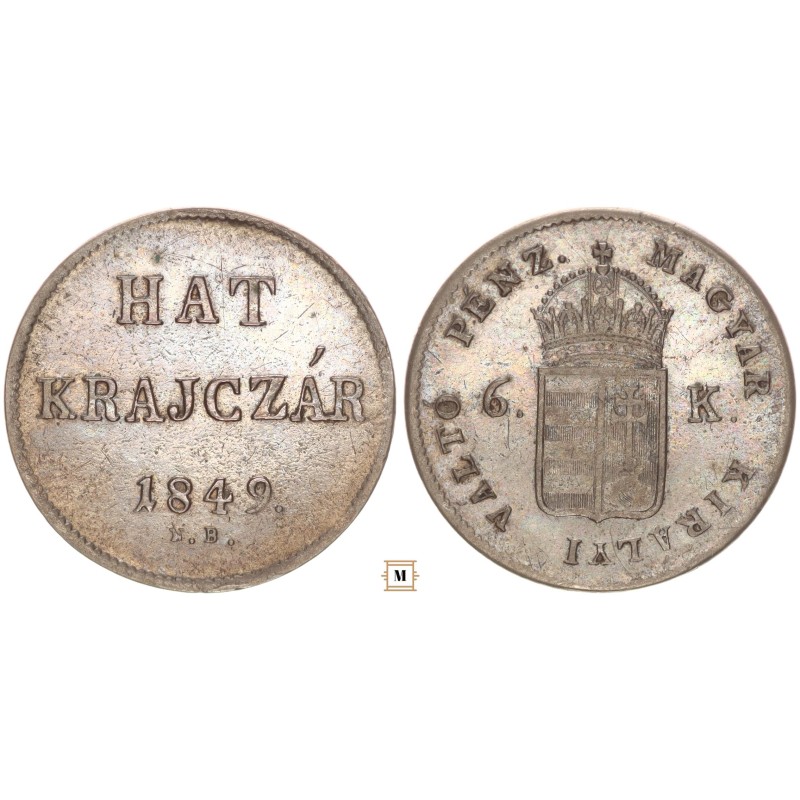 Szabadságharc 6 krajcár 1849 NB Szabadságharc 6 krajcár 1849 NB