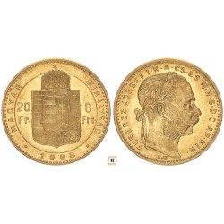 Ferenc József 20 frank 8 forint 1888 KB