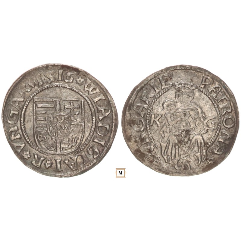 II. Ulászló 1490-1516 denár 1516 K-G ÉH 646 II. Ulászló 1490-1516 denár 1516 K-G ÉH 646