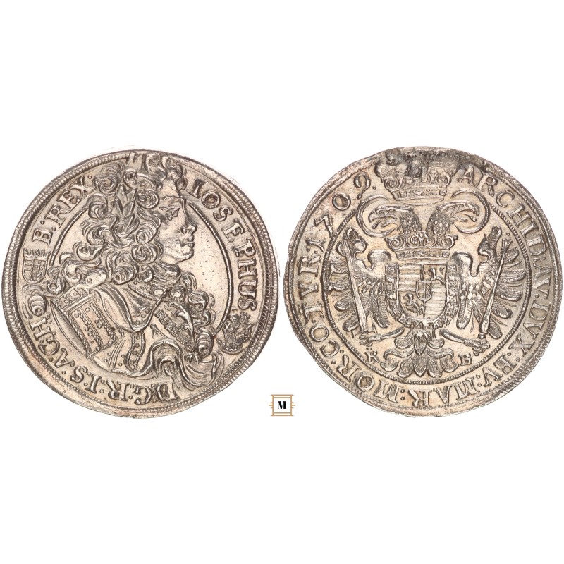 I. József 1/2 tallér 1709 KB fny.