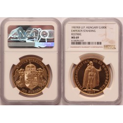 Ferenc József 100 korona 1907 KB U.P utánveret NGC MS69