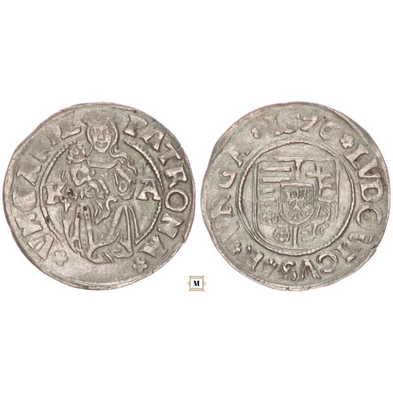 II. Lajos 1516-26 denár 1526 K-A ÉH 673 II. Lajos 1516-26 denár 1526 K-A ÉH 673
