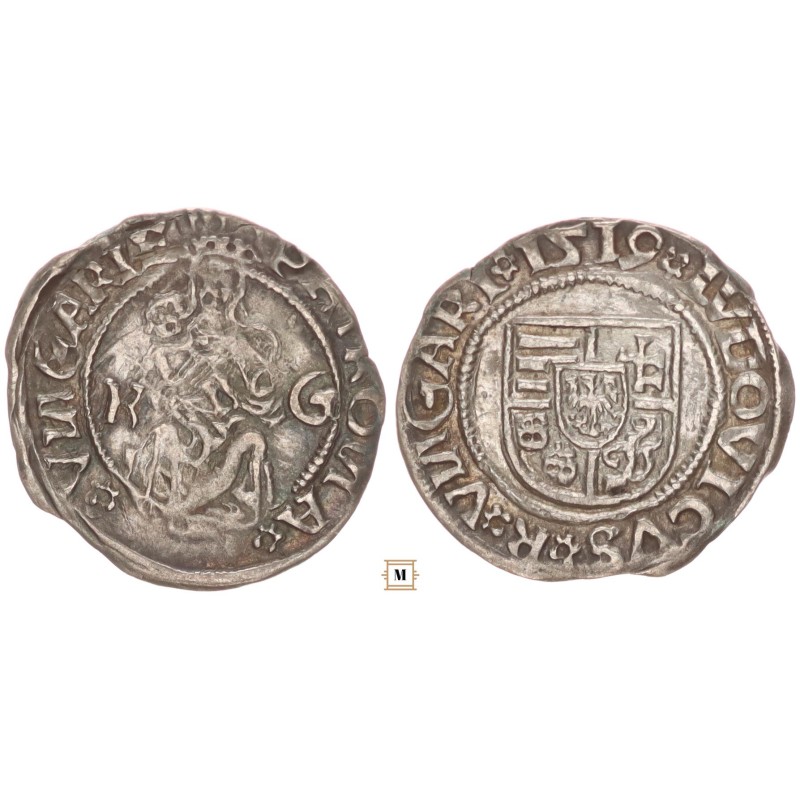 II. Lajos 1516-26 denár 1519 K-G ÉH 673 II. Lajos 1516-26 denár 1519 K-G ÉH 673