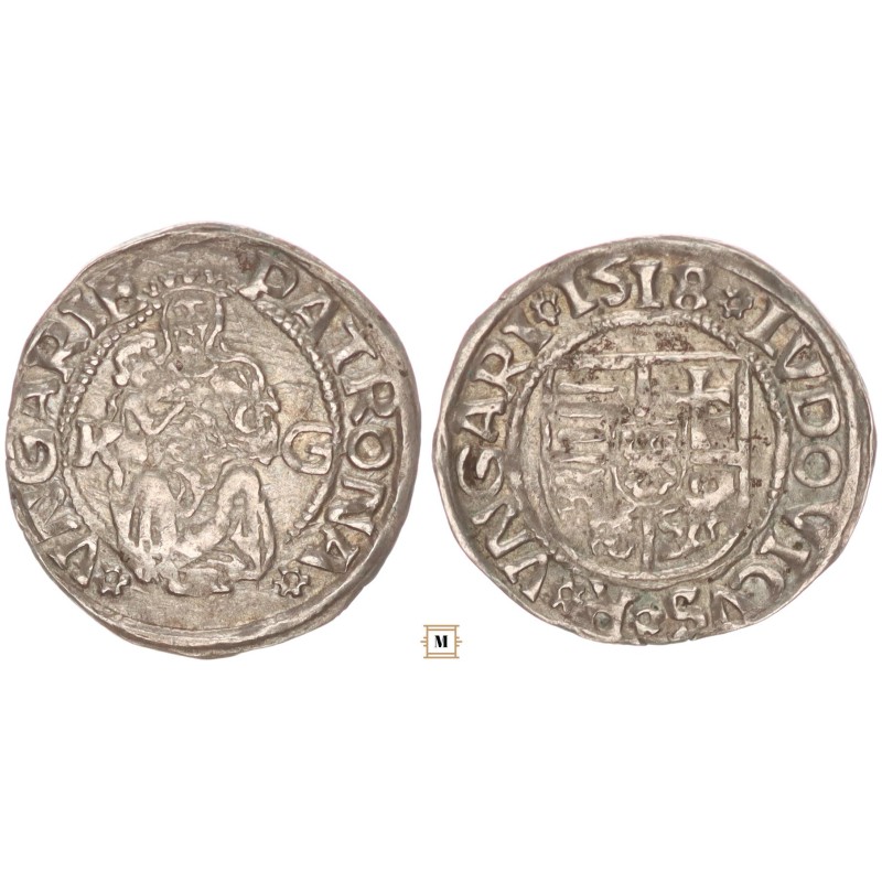 II. Lajos 1516-26 denár 1519 K-G ÉH 673 II. Lajos 1516-26 denár 1519 K-G ÉH 673