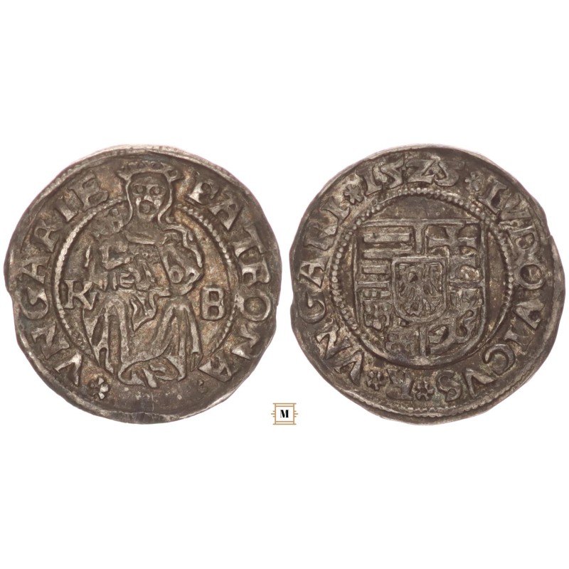 II. Lajos 1516-26 denár 1526 K-B ÉH 673 II. Lajos 1516-26 denár 1526 K-B ÉH 673