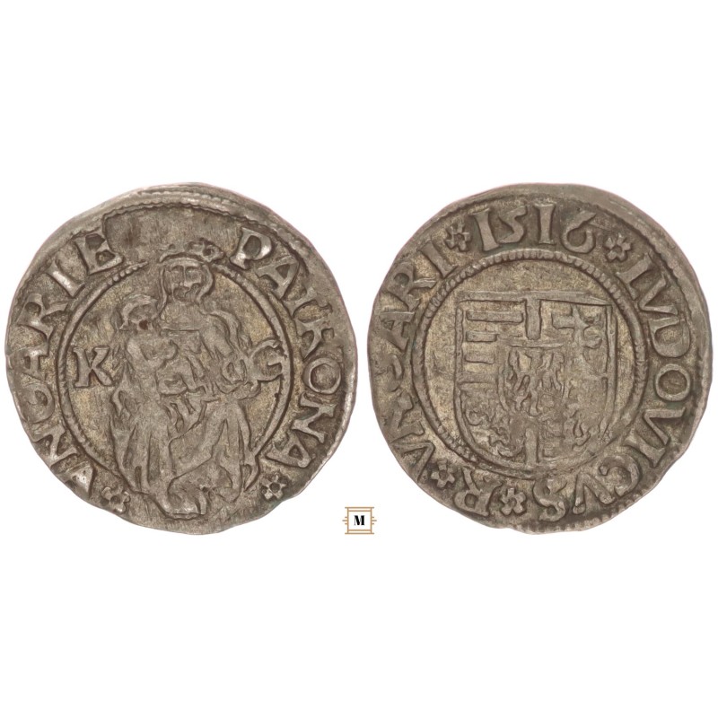 II. Lajos 1516-26 denár 1519 K-G ÉH 673 II. Lajos 1516-26 denár 1519 K-G ÉH 673