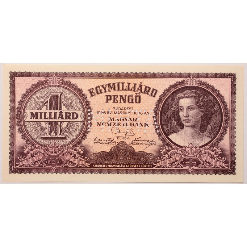 Egymilliárd pengő 1946 0-sorszámos Minta Egymilliárd pengő 1946 0-sorszámos Minta