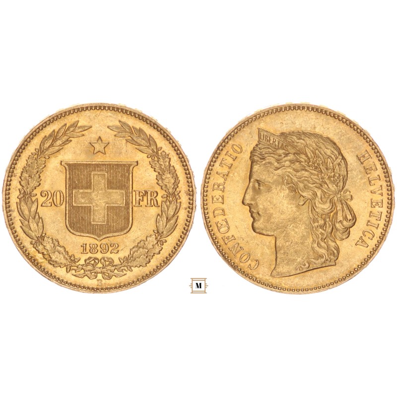 Svájc 20 frank 1892 B Svájc 20 frank 1892 B