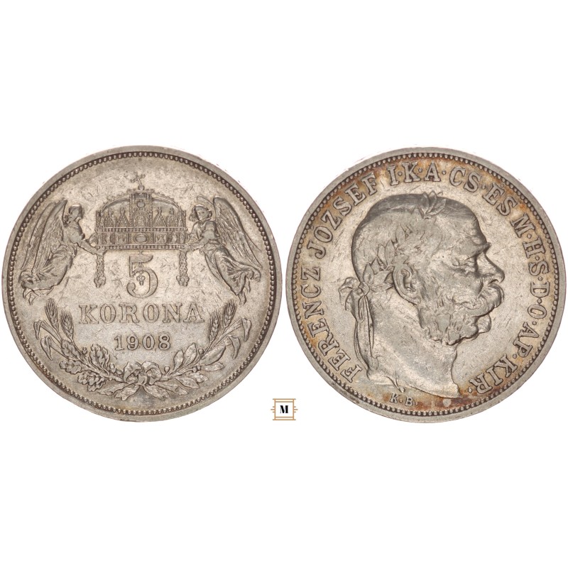Ferenc József 5 korona 1908 KB Ferenc József 5 korona 1908 KB