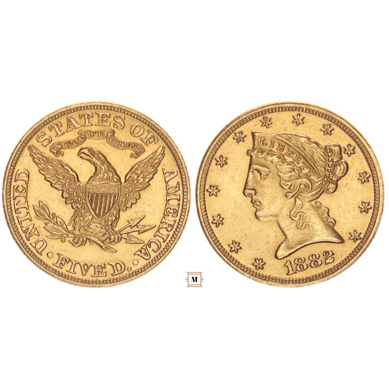 USA 5 dollár 1882 USA 5 dollár 1882