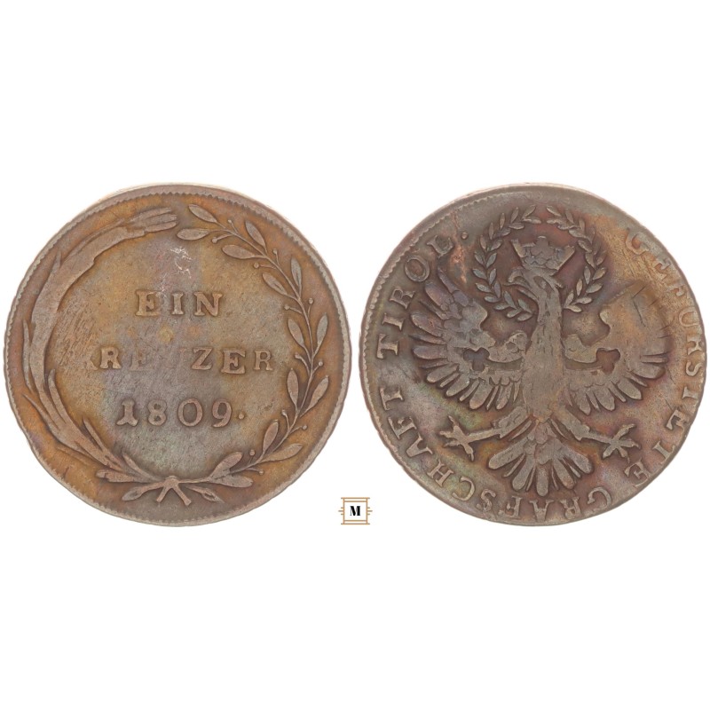 Tirol, 1 krajcár 1809 Tirol, 1 krajcár 1809