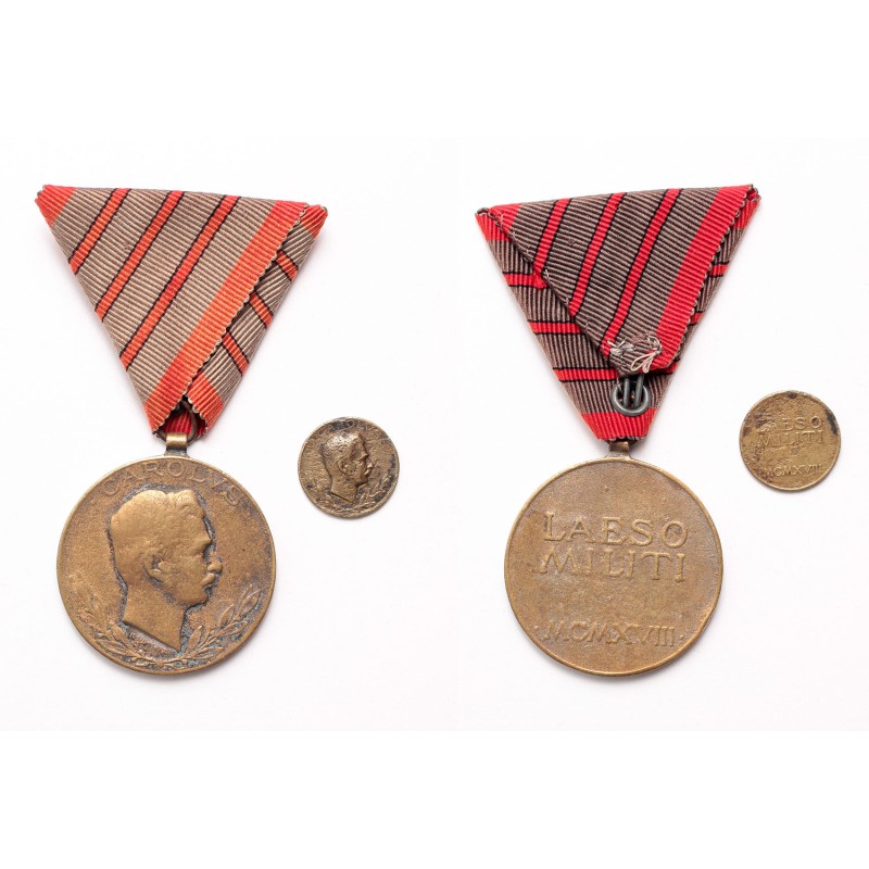 Károly sebesülési érem + miniatűr bronz Károly sebesülési érem + miniatűr bronz