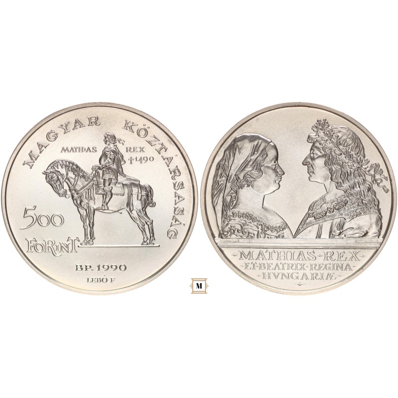 500 forint Mátyás király - Beatrix királyné 1990 BP 500 forint Mátyás király - Beatrix királyné 1990 BP