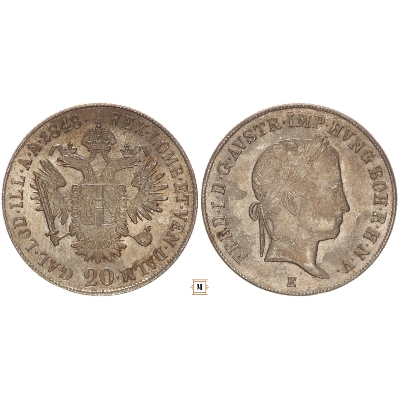 V. Ferdinánd 20 kreuzer 1848 E - Gyulafehérvár V. Ferdinánd 20 kreuzer 1848 E - Gyulafehérvár