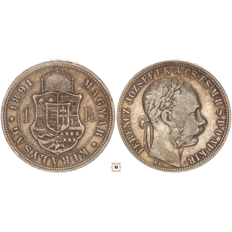 Ferenc József forint 1891 KB Fiume címer Ferenc József forint 1891 KB Fiume címer