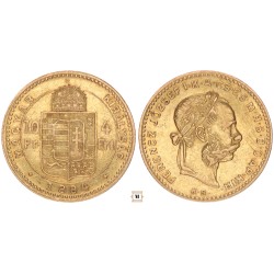 Ferenc József 10 frank 4 forint 1884 KB