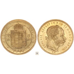 Ferenc József 20 frank 8 forint 1877 KB