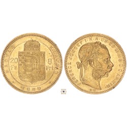 Ferenc József 20 frank 8 forint 1880 KB