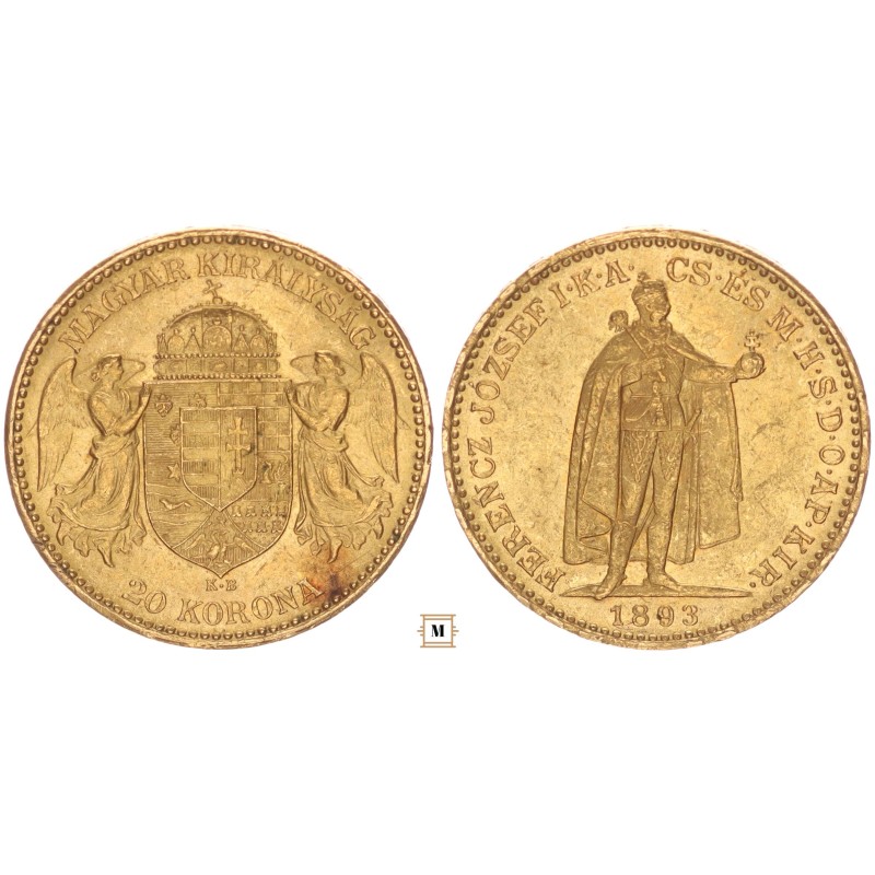 Ferenc József 20 korona 1893 KB Ferenc József 20 korona 1893 KB