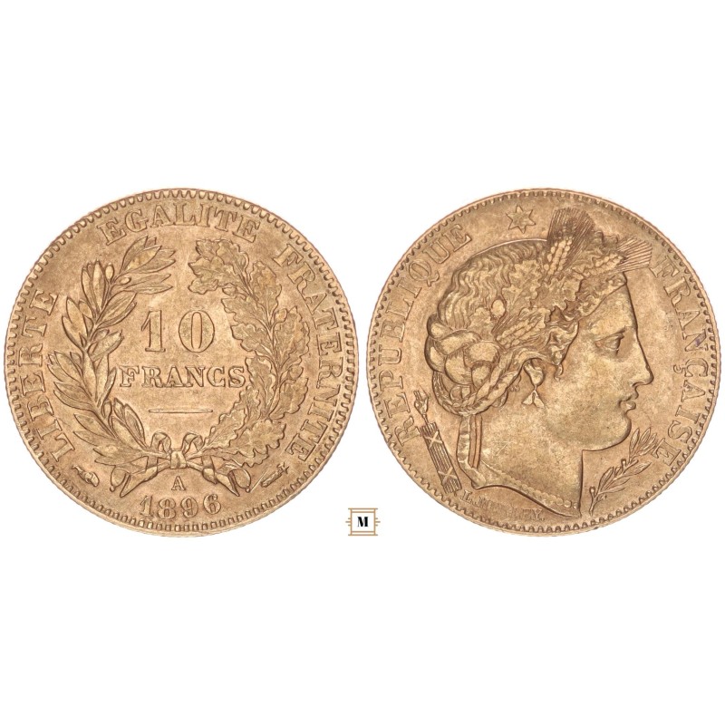 Franciaország 10 frank 1896 A Franciaország 10 frank 1896 A