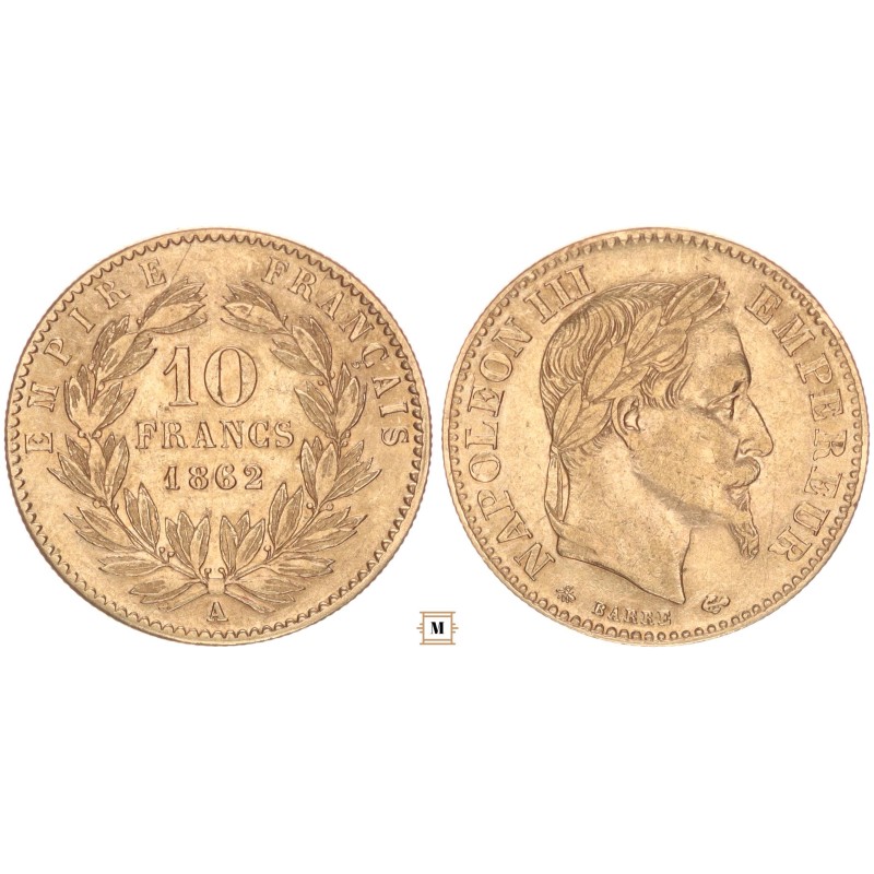 Franciaország 10 frank 1862 A Franciaország 10 frank 1862 A