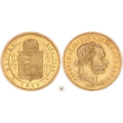 Ferenc József 10 frank 4 forint 1878 KB
