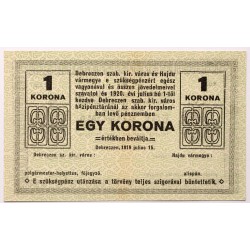 Debrecen 1 korona 1919 RR!