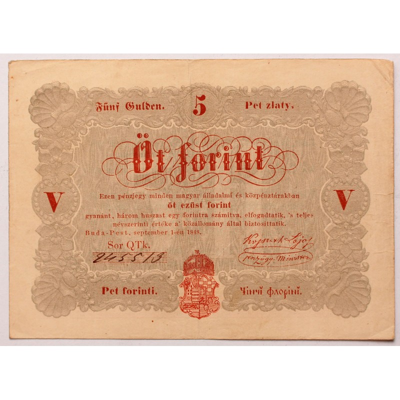 Szabadságharc 5 forint 1848 Piros Szabadságharc 5 forint 1848 Piros