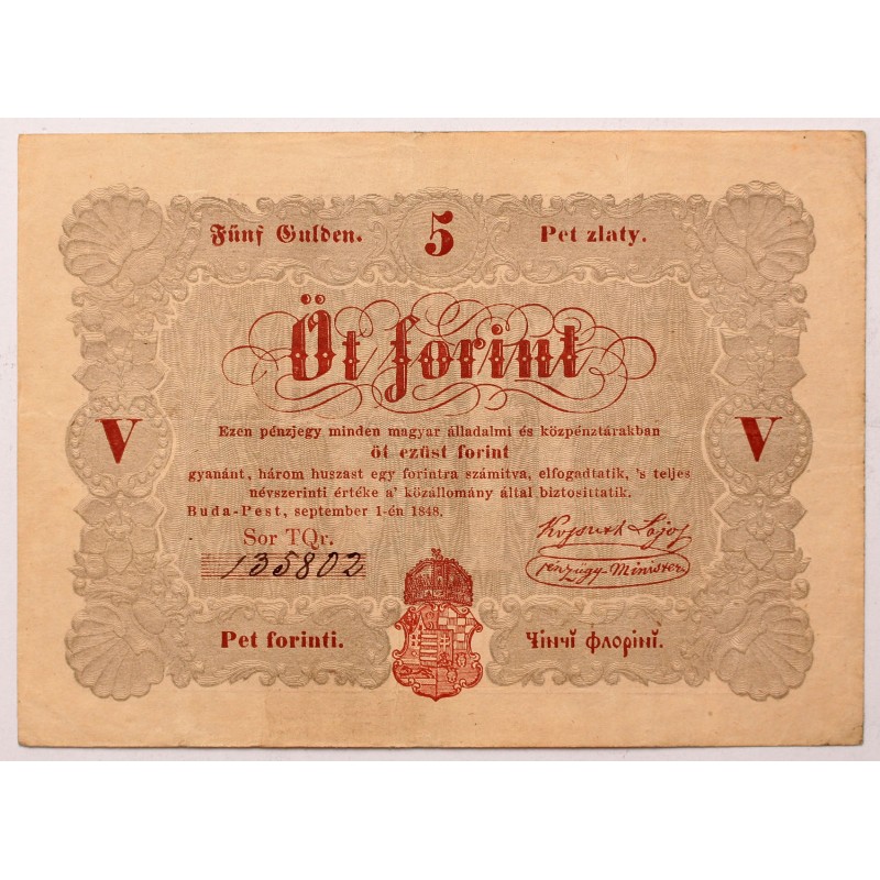 Szabadságharc 5 forint 1848 Piros Szabadságharc 5 forint 1848 Piros