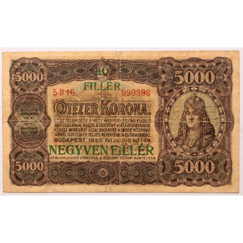 5000 korona 40 fillér 1923 5000 korona 40 fillér 1923