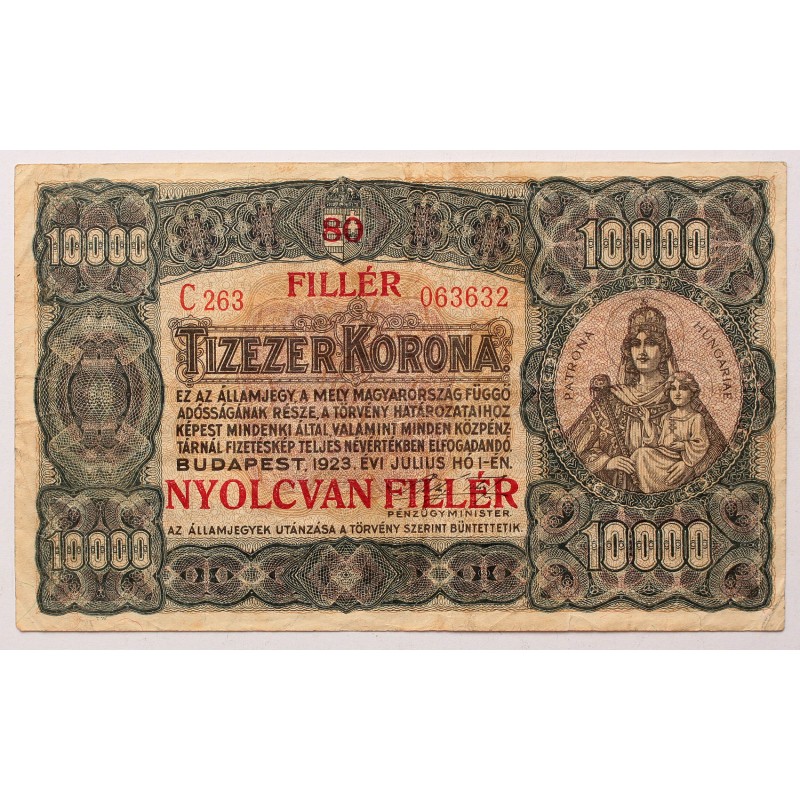 10000 korona 80 fillér 1923 10000 korona 80 fillér 1923