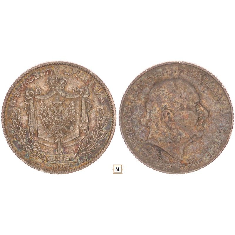 Montenegro I. Miklós 1 perper 1909 Montenegro I. Miklós 1 perper 1909