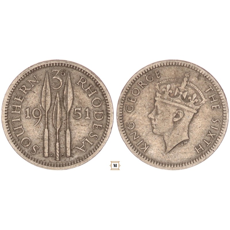 Dél-Rhodézia VI. György 3 pence 1951 Dél-Rhodézia VI. György 3 pence 1951