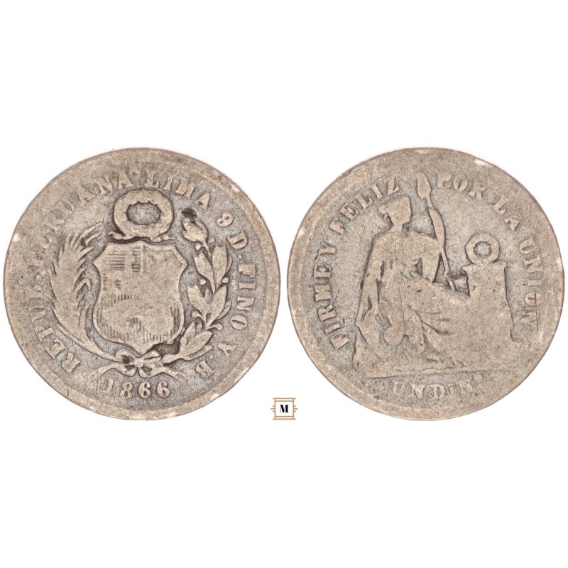 Peru 1 dinero 1866 Peru 1 dinero 1866